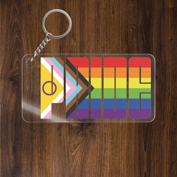 Intersex-Inclusive Rainbow Progress Pride Keychains