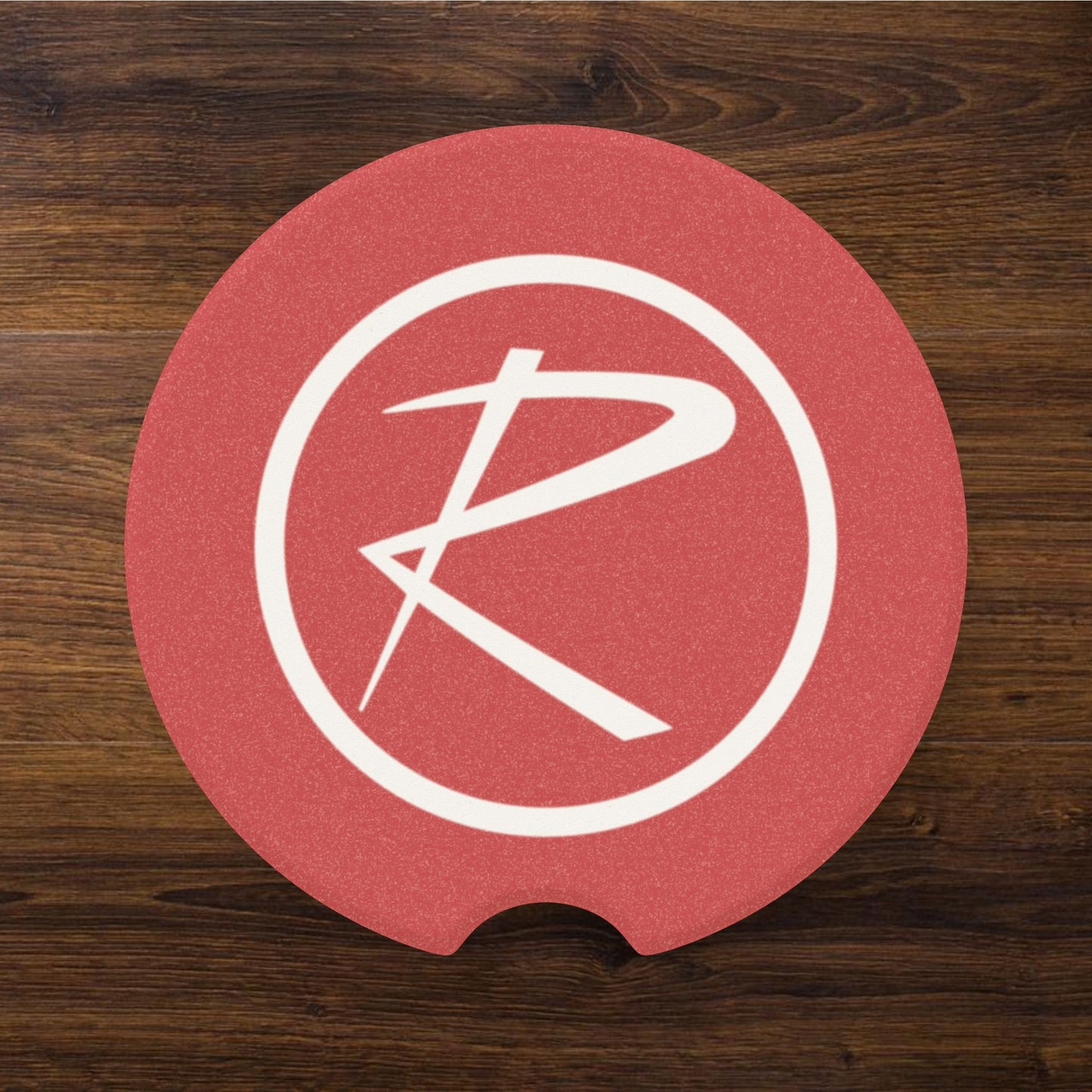Rambler White Logo Red Soapstone Car Cup-Holder Coaster