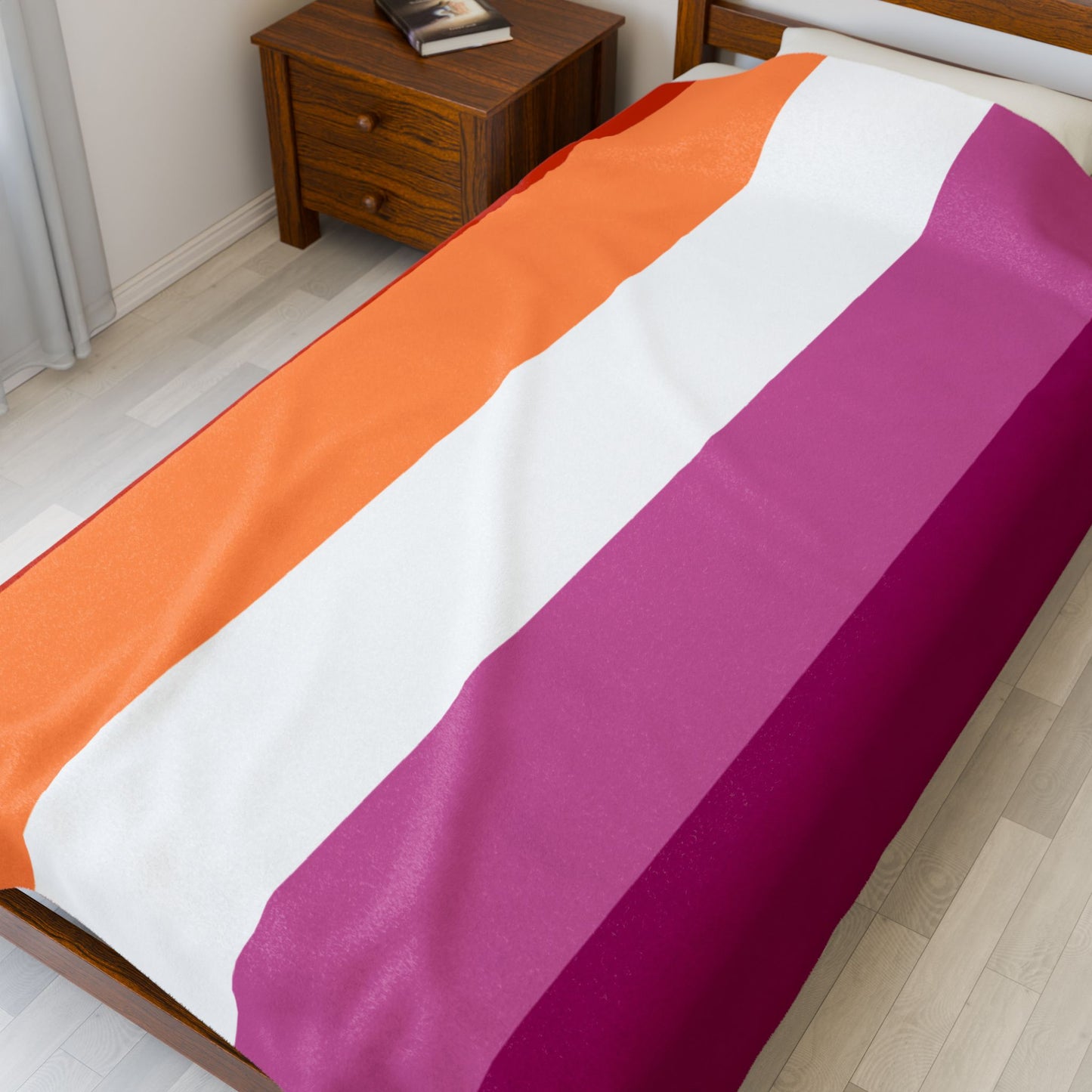 Velveteen Plush Lesbian Sunset Pride Flag Blanket