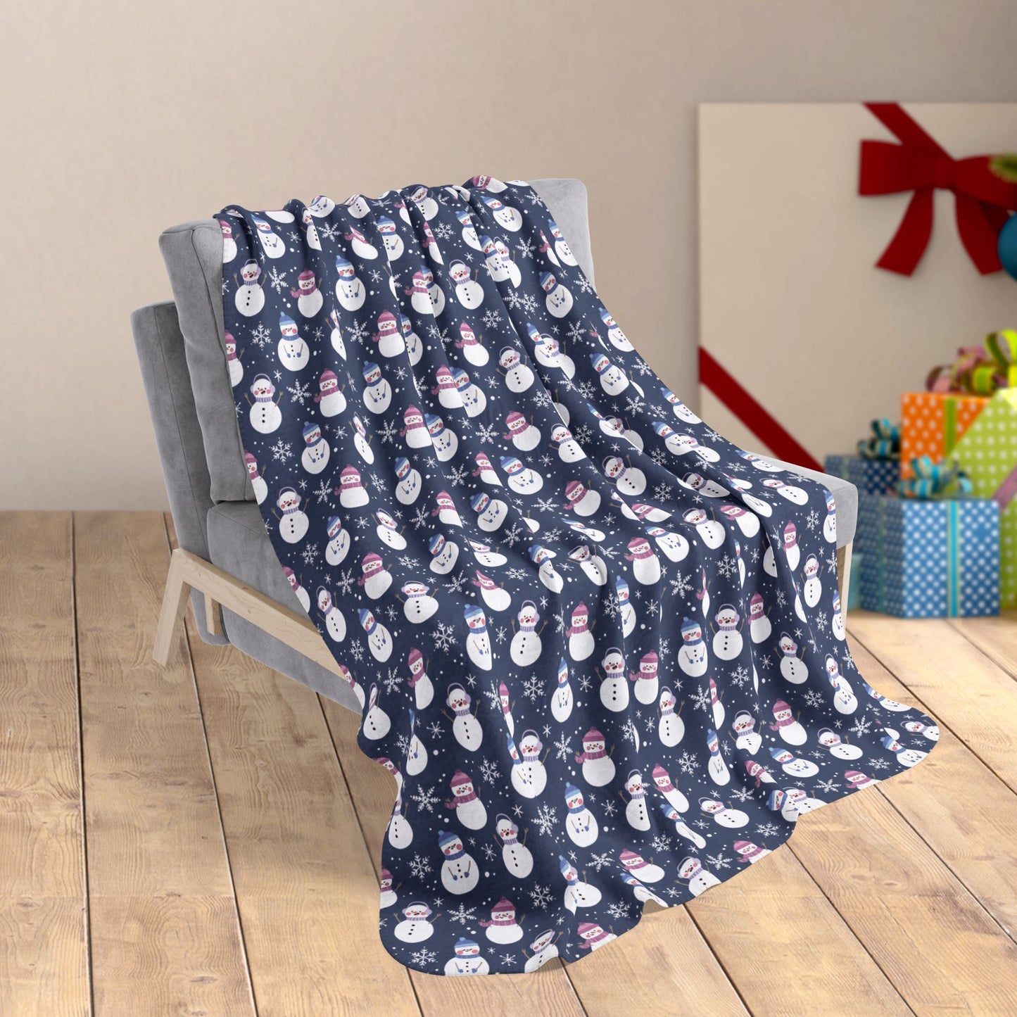 50" × 60" Bigender Purple Pride Snowman Fleece Sherpa Blanket