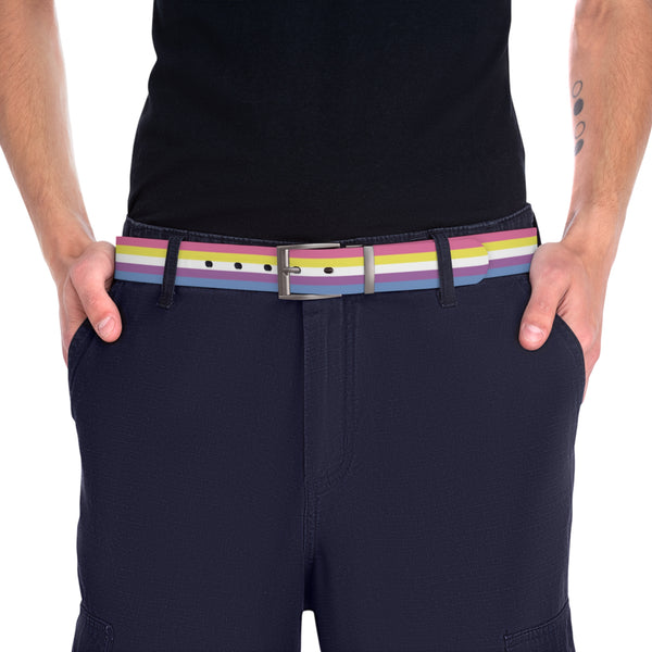 Gun Metal 50'' Bigender Pride Flag Belt
