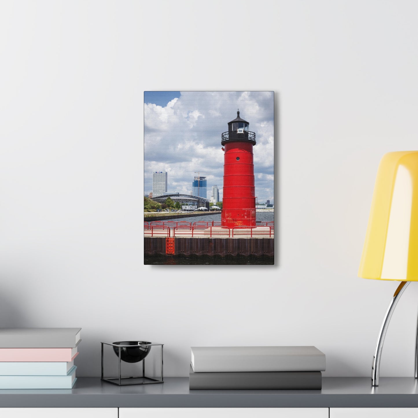 Phare et horizon de Milwaukee Wisconsin ; Milwaukee Pierhead Light, Photographie Toile Wrap Wall Art