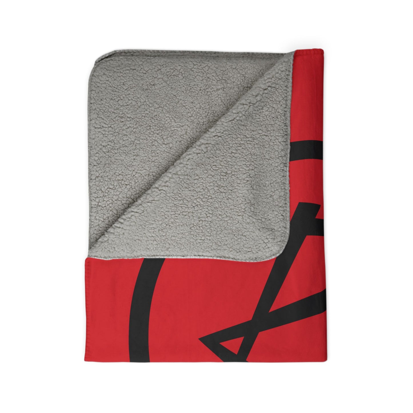 Rambler Black Logo Red Fleece Sherpa Blanket