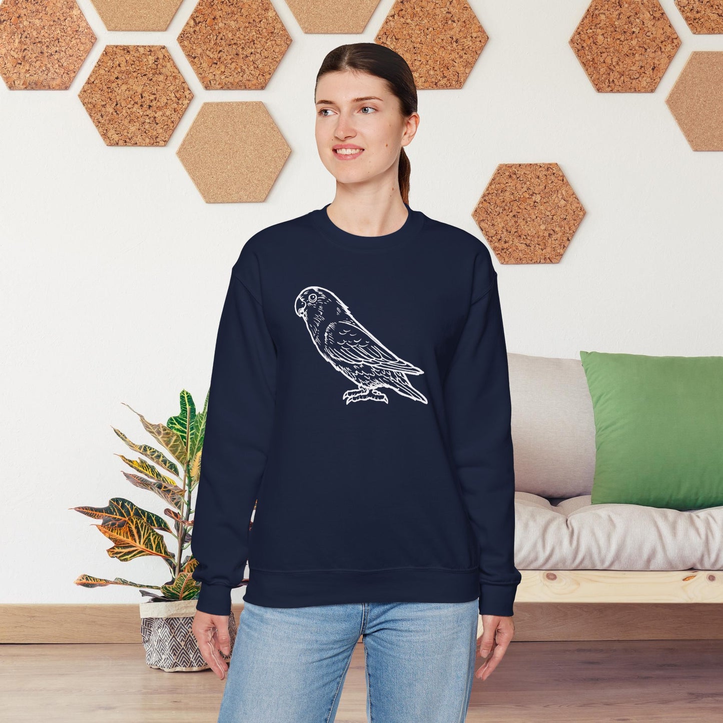 Holly Girl, Sweat-shirt à col rond Lovebird Line Art