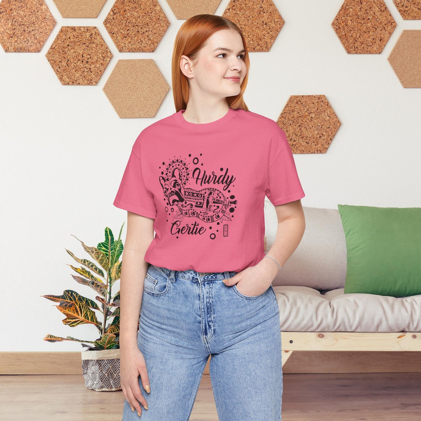 Hurdy Gertie Tee, Frenchton Dog Line Art Shirt