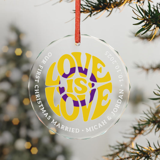 Custom Crystal Love is Love Intersex Pride 3" Circle Ornament