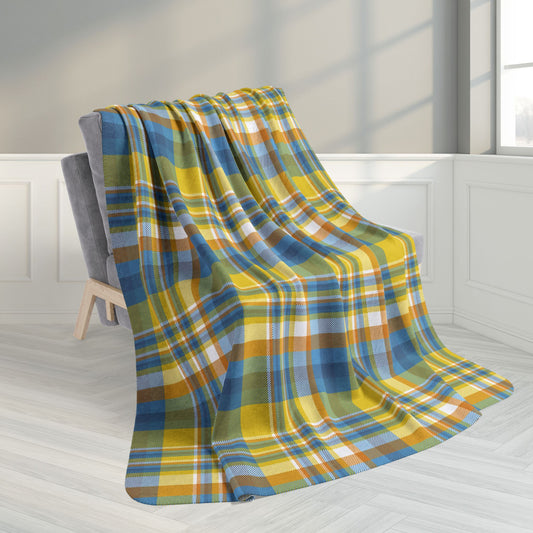 60" × 80" Grey Aroace Pride Plaid Fleece Sherpa Blanket