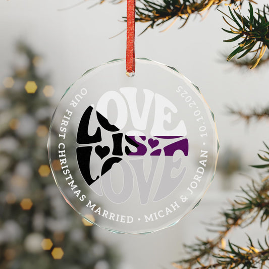 Custom Crystal Love is Love Demisexual Pride 3" Circle Ornament