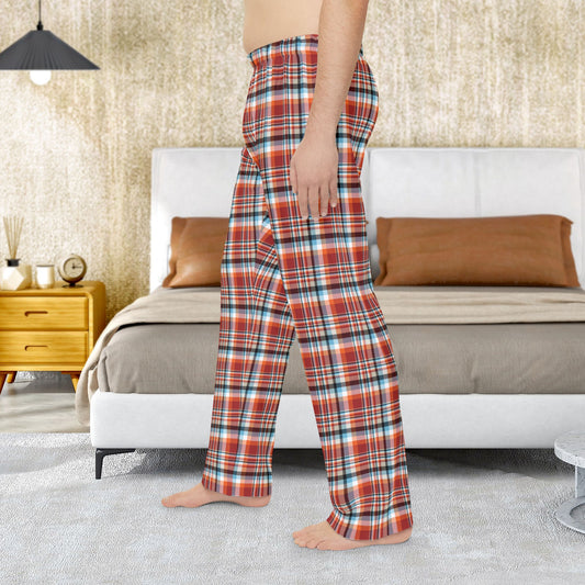 Men’s Red, Orange & Blue Sandusky OH Plaid Pajama Pants