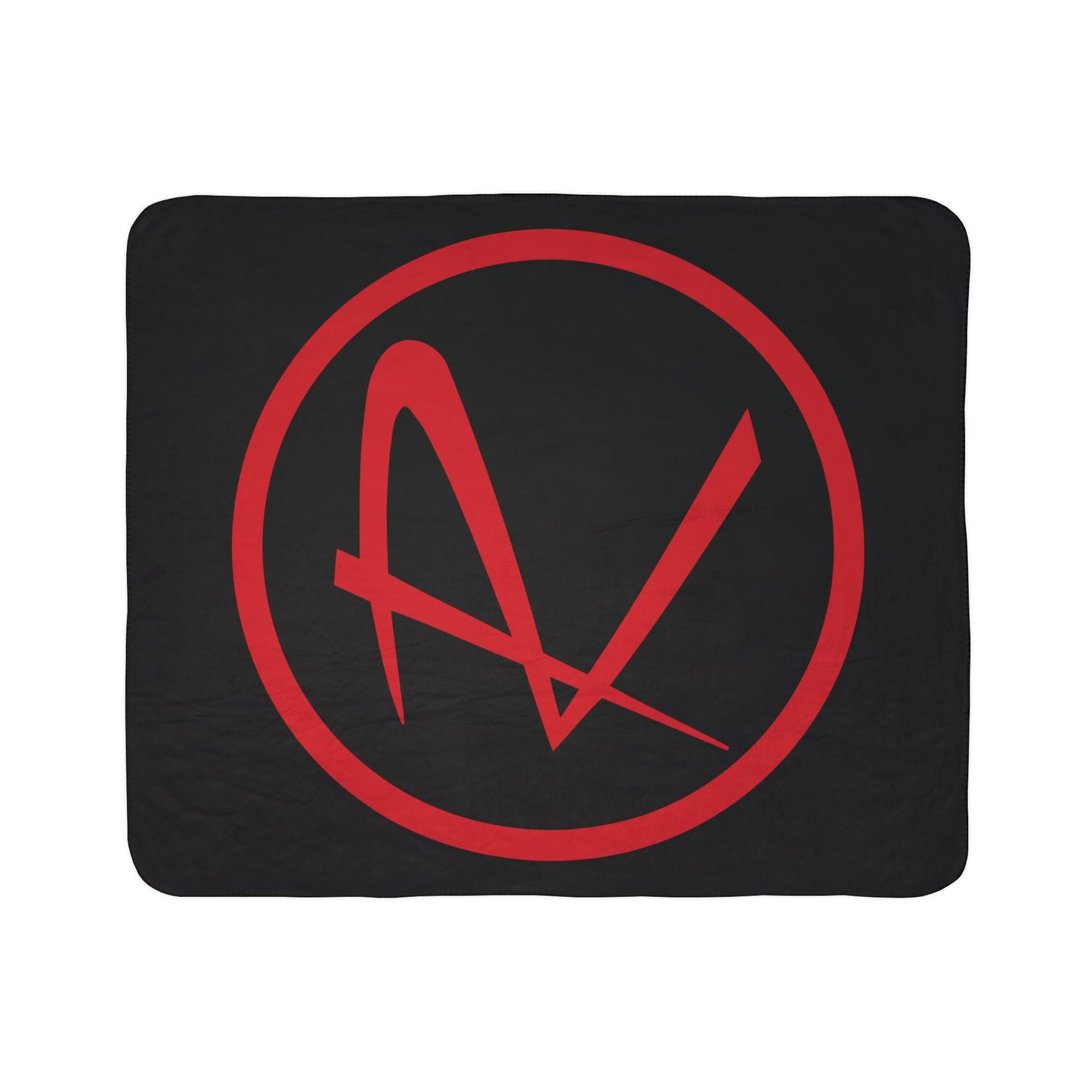 Rambler Red Logo Black Fleece Sherpa Blanket