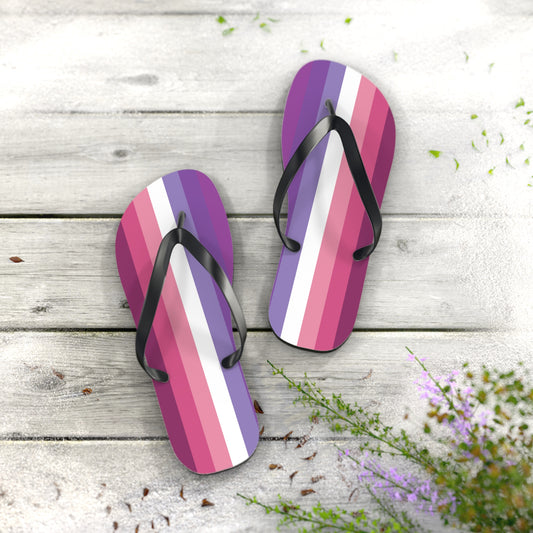 L Black sole Almondsexual Pride Flip Flops