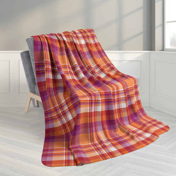 60" × 80" Grey Lesbian Pride Plaid Fleece Sherpa Blanket