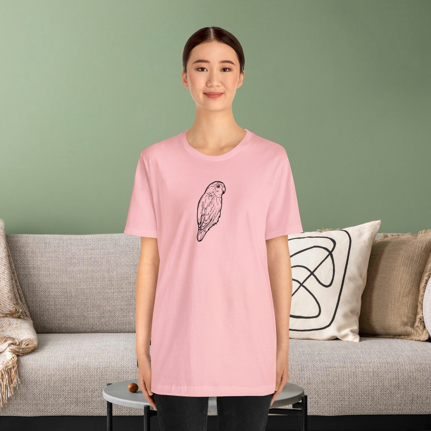 Cuddly Lovebird, Line Art Tee
