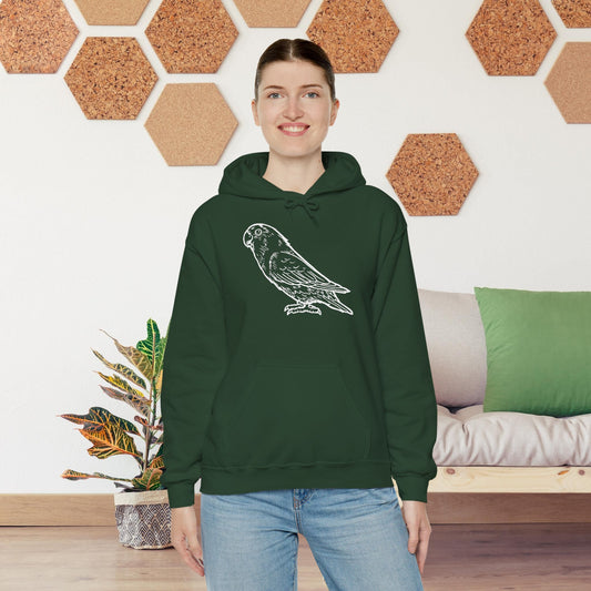 Forest Green Holly Girl, Lovebird Line Art Hoodie