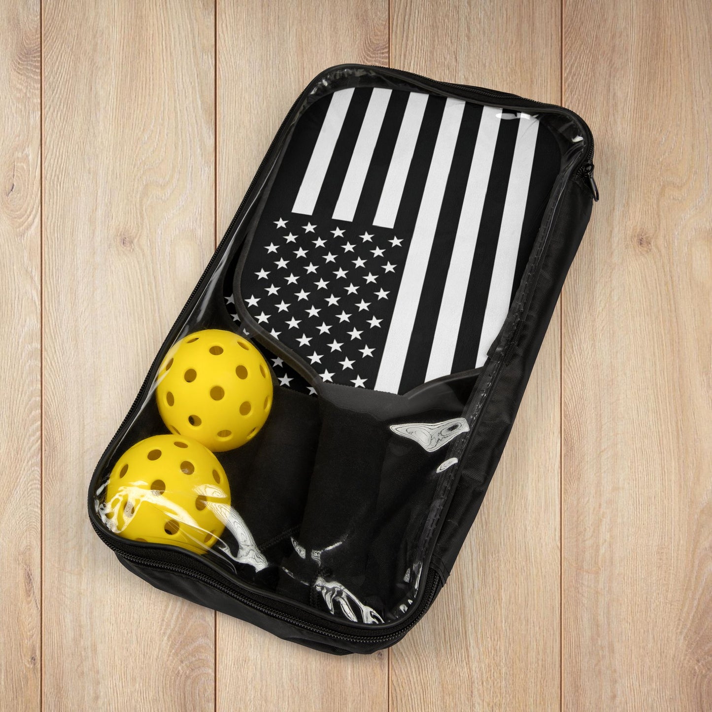 Black & White U.S.A. Flag Pickleball Kit