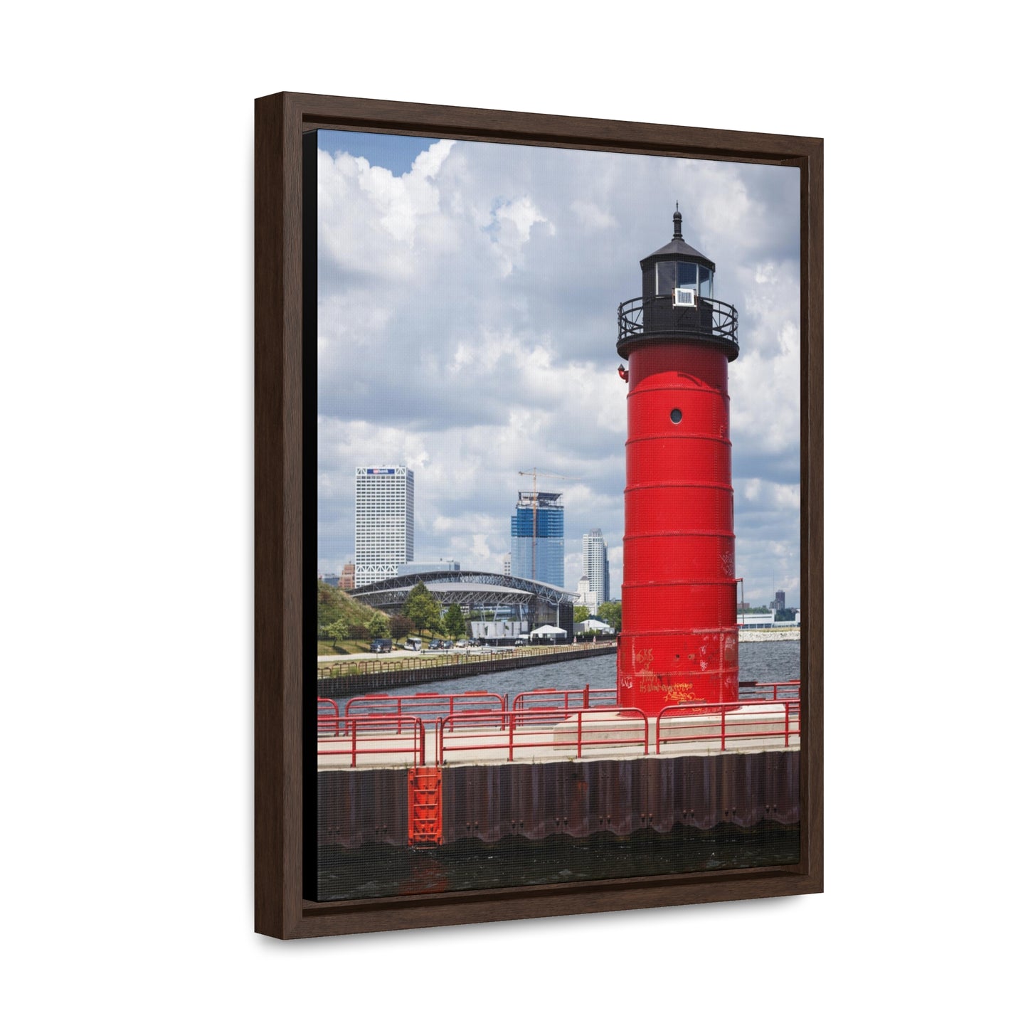 Phare et horizon de Milwaukee Wisconsin ; Milwaukee Pierhead Light, Photographie Encadrée Toile Wrap Wall Art