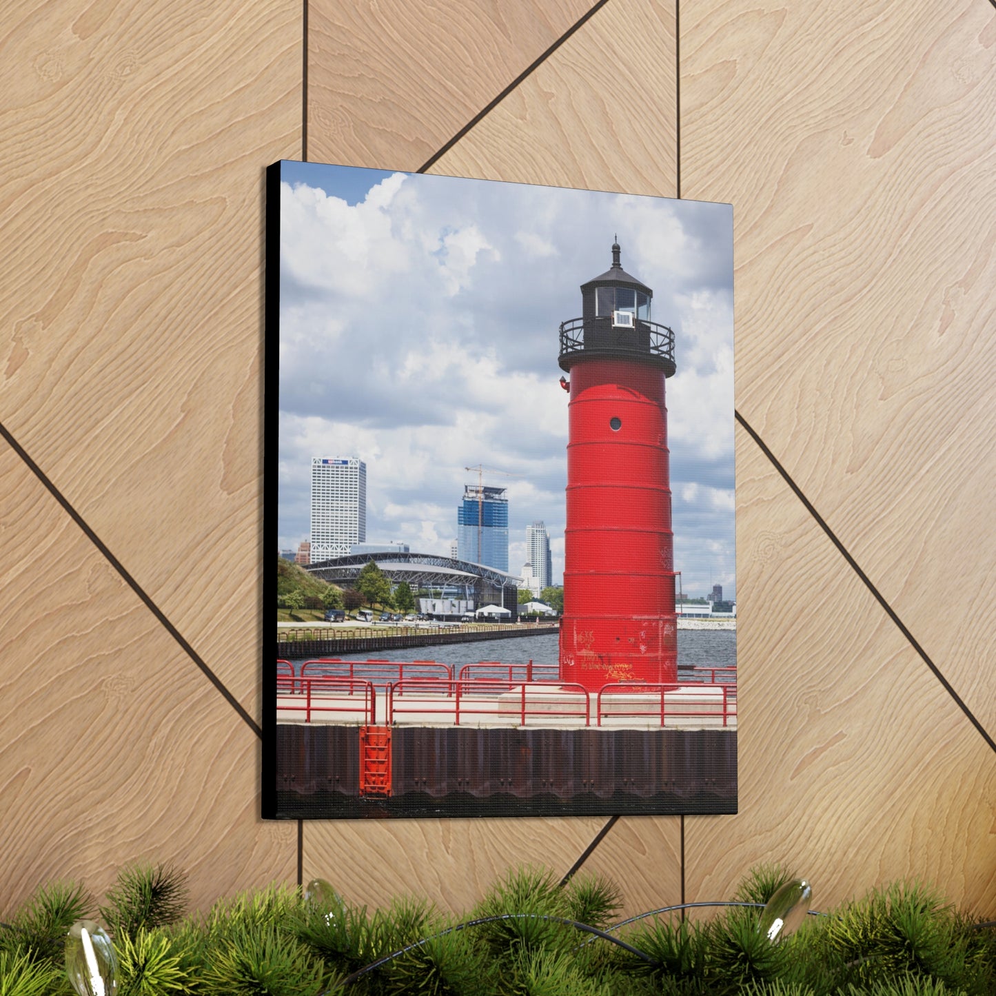 Phare et horizon de Milwaukee Wisconsin ; Milwaukee Pierhead Light, Photographie Toile Wrap Wall Art