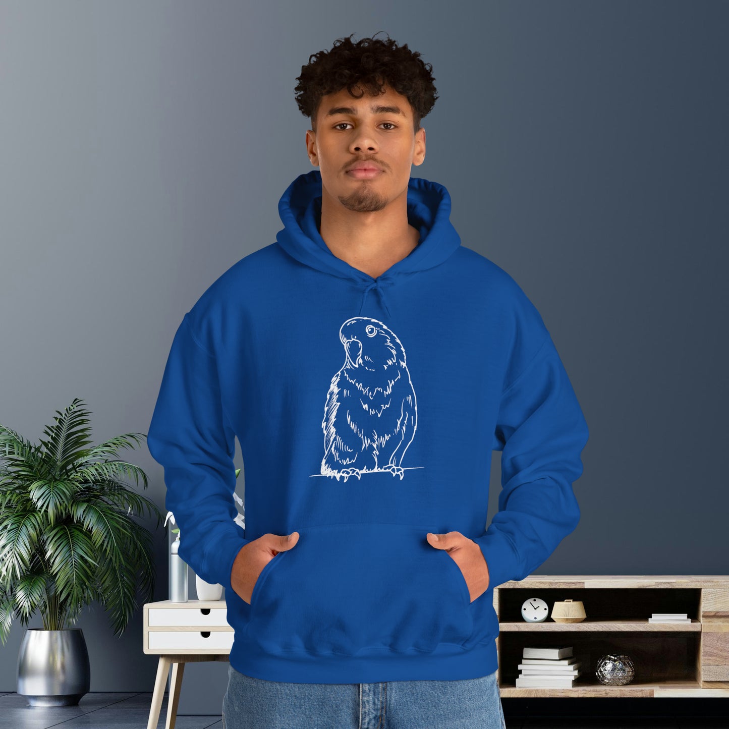 Floofball Lovebird, Line Art Hoodie