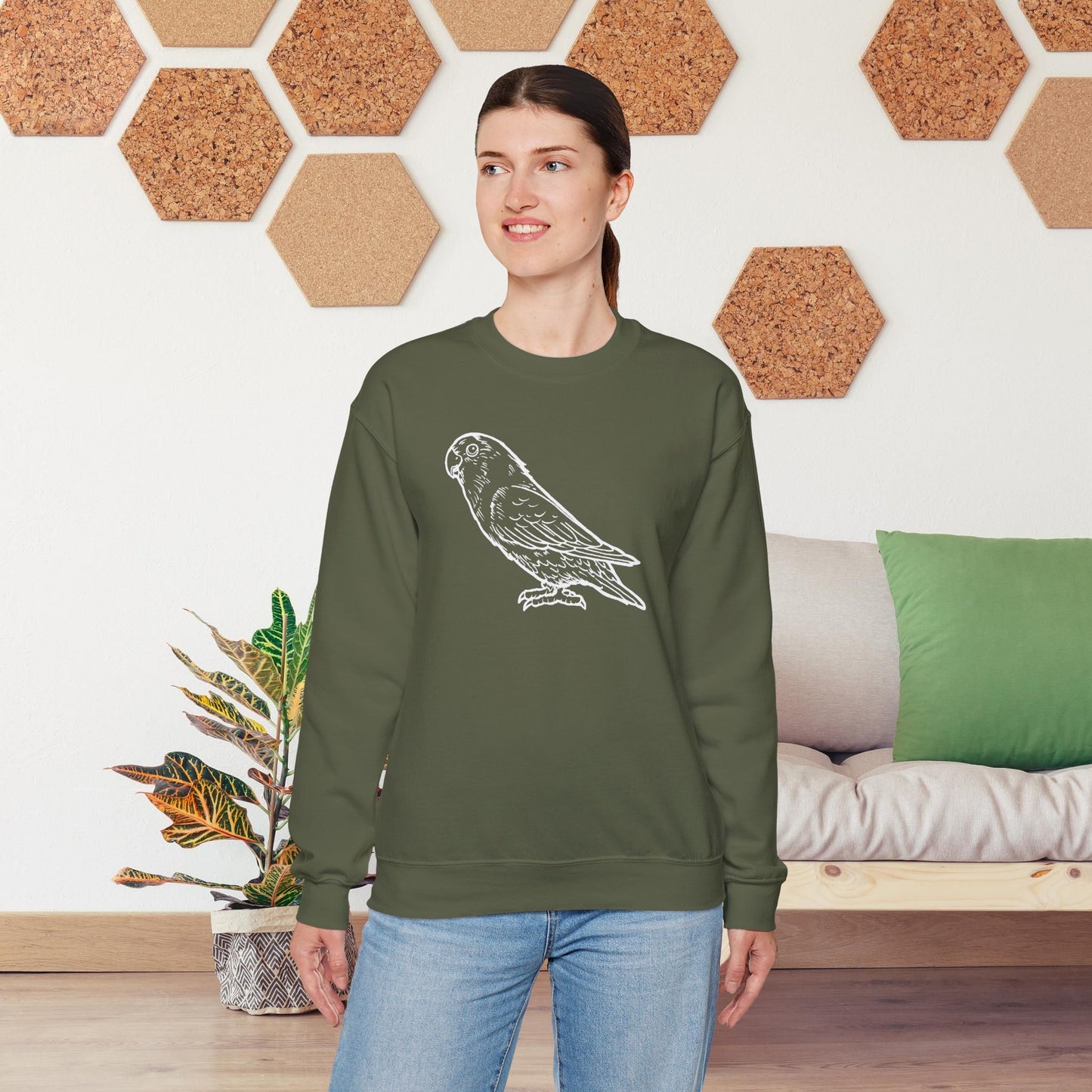 Holly Girl, Sweat-shirt à col rond Lovebird Line Art