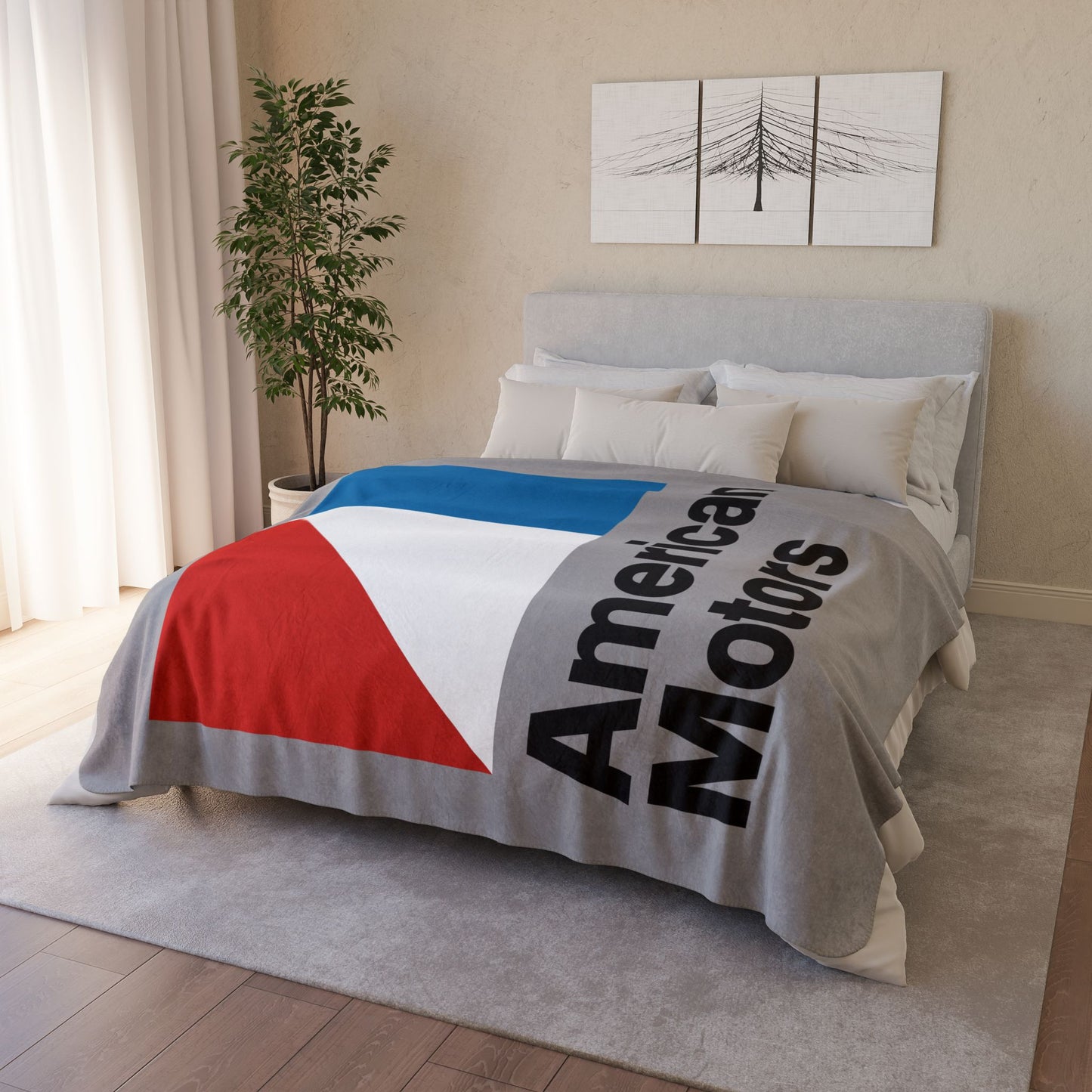 AMC Logo Grey Fleece Sherpa Blanket