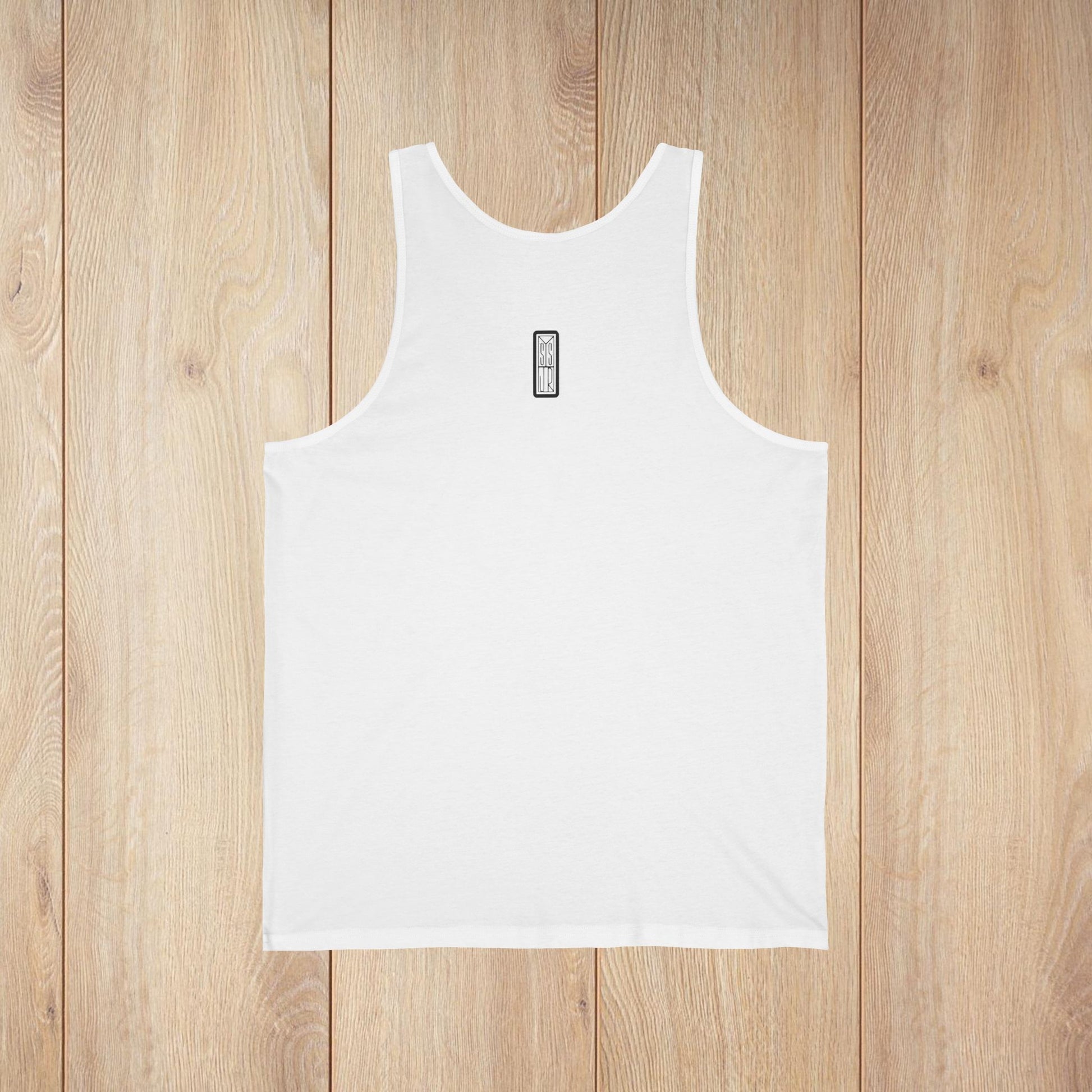 3 Lovebirds in Winter Wear & Perched on a Candy Cane, Unisex Jersey Tank Top