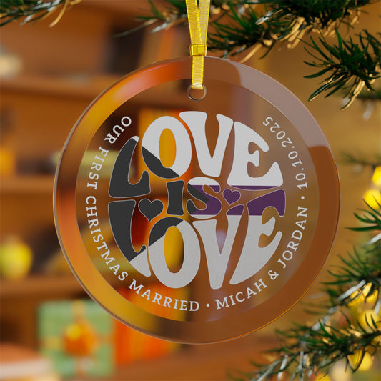 Custom Glass Love is Love Demisexual Pride 3.5" Circle Ornaments
