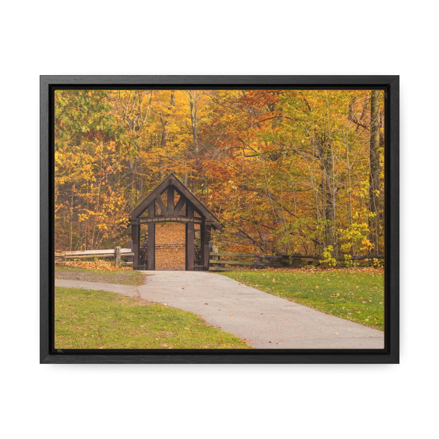 Pont couvert de Seven Bridges Trail à Grant Park dans le sud de Milwaukee Wisconsin, photographie horizontale encadrée toile Wrap Wall Art