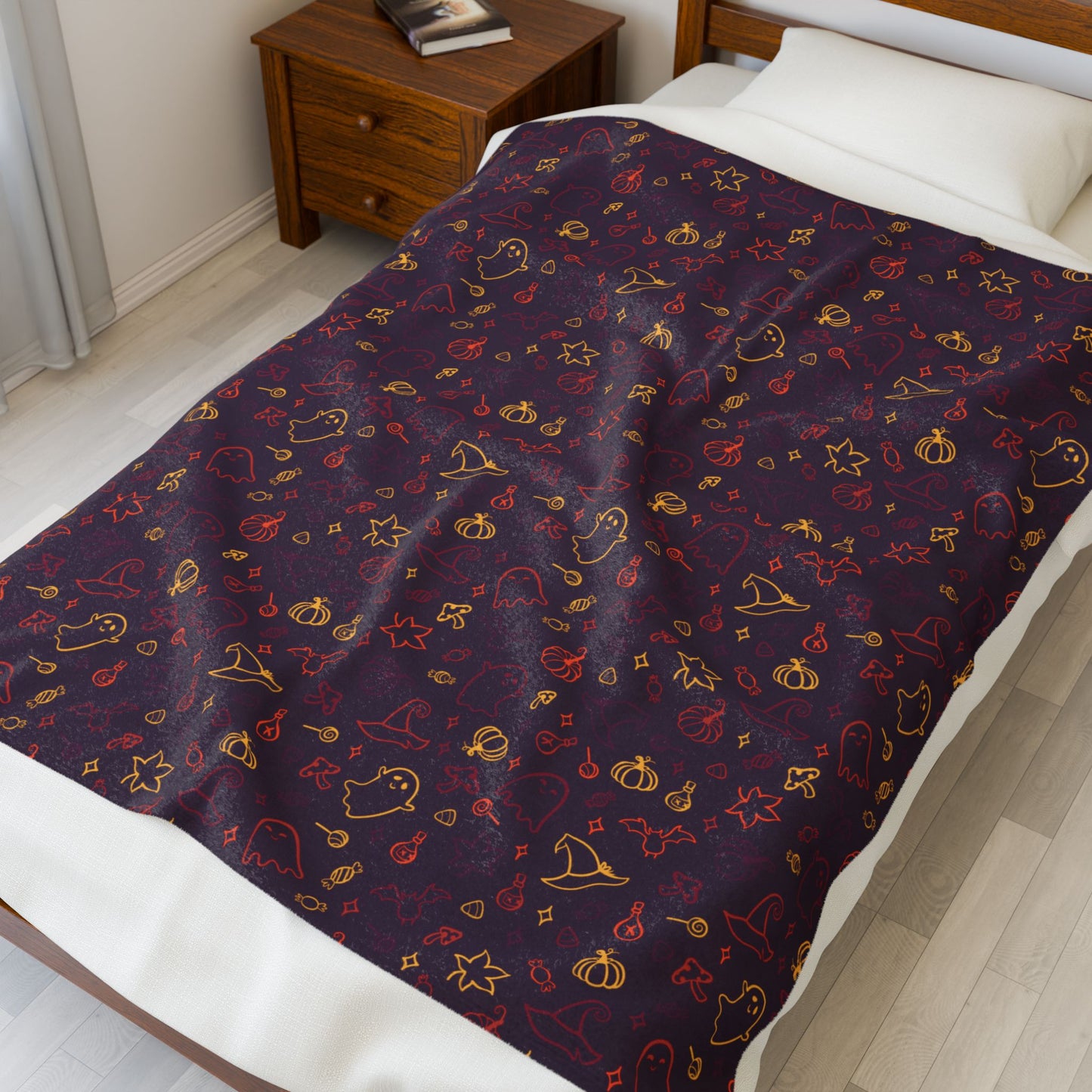 Halloween Maroon Multiolor Pattern Plaid Velveteen Plush Blanket