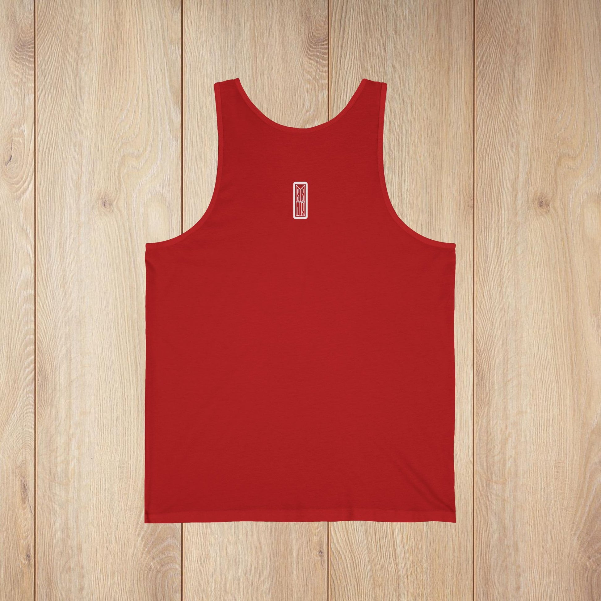 3 Lovebirds in Winter Wear & Perched on a Candy Cane, Unisex Jersey Tank Top