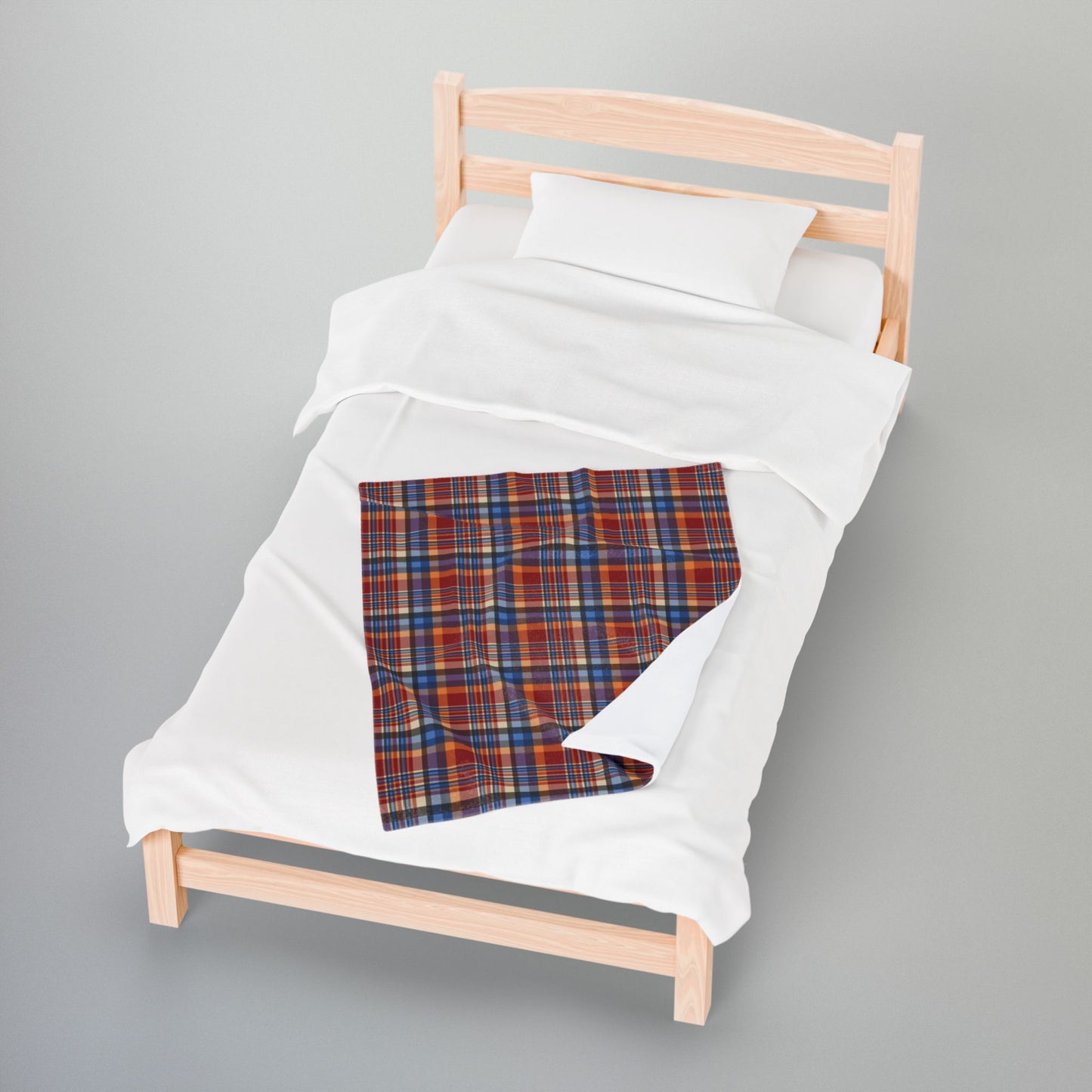 Red, Blue & Orange Ohio Plaid Velveteen Plush Blanket