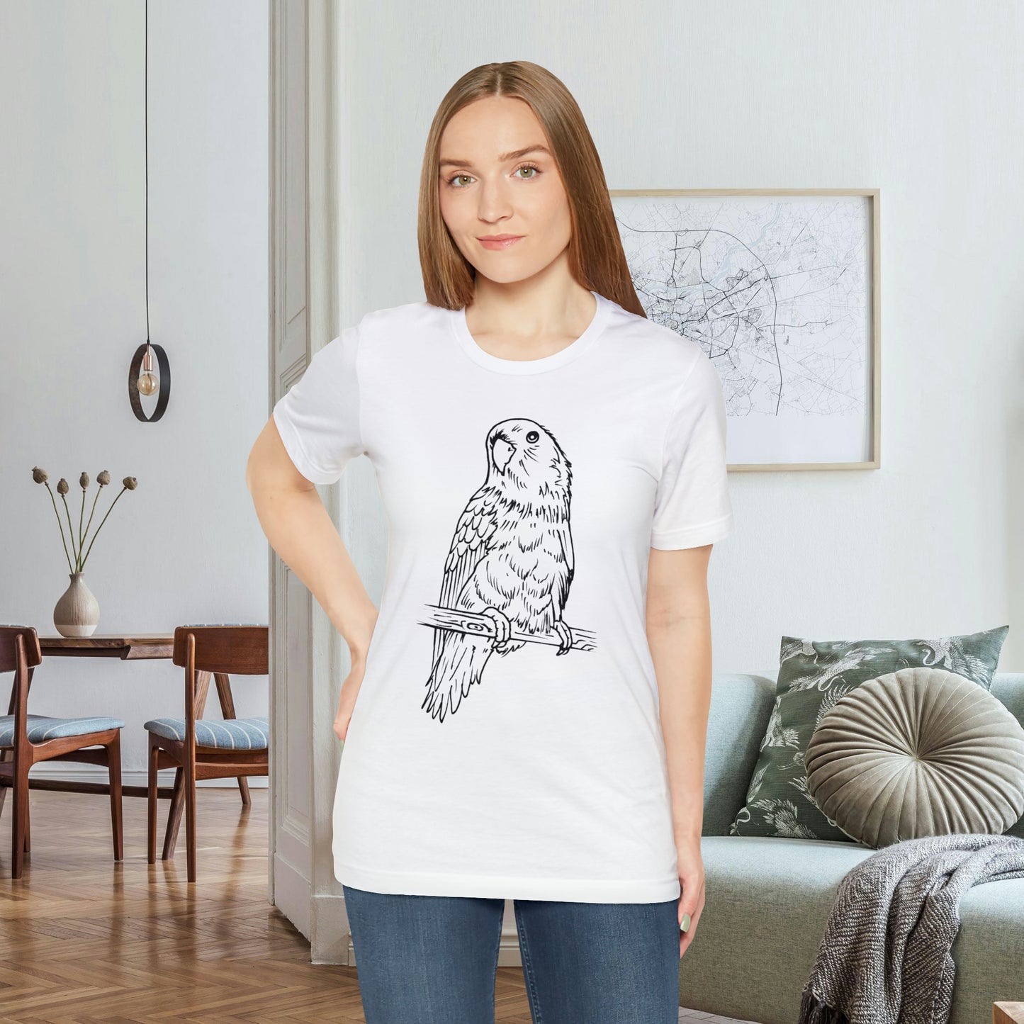 Lovebird Cutie Pie, camiseta de arte lineal