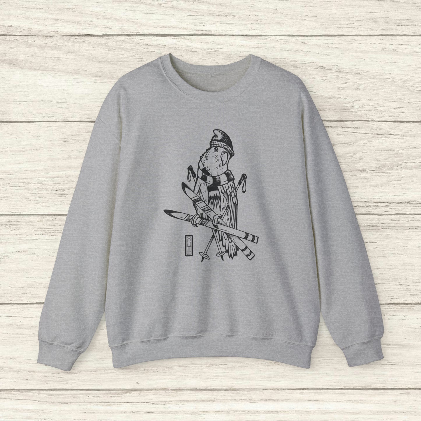 Lovebird va a esquiar, sudadera con cuello redondo Line Art