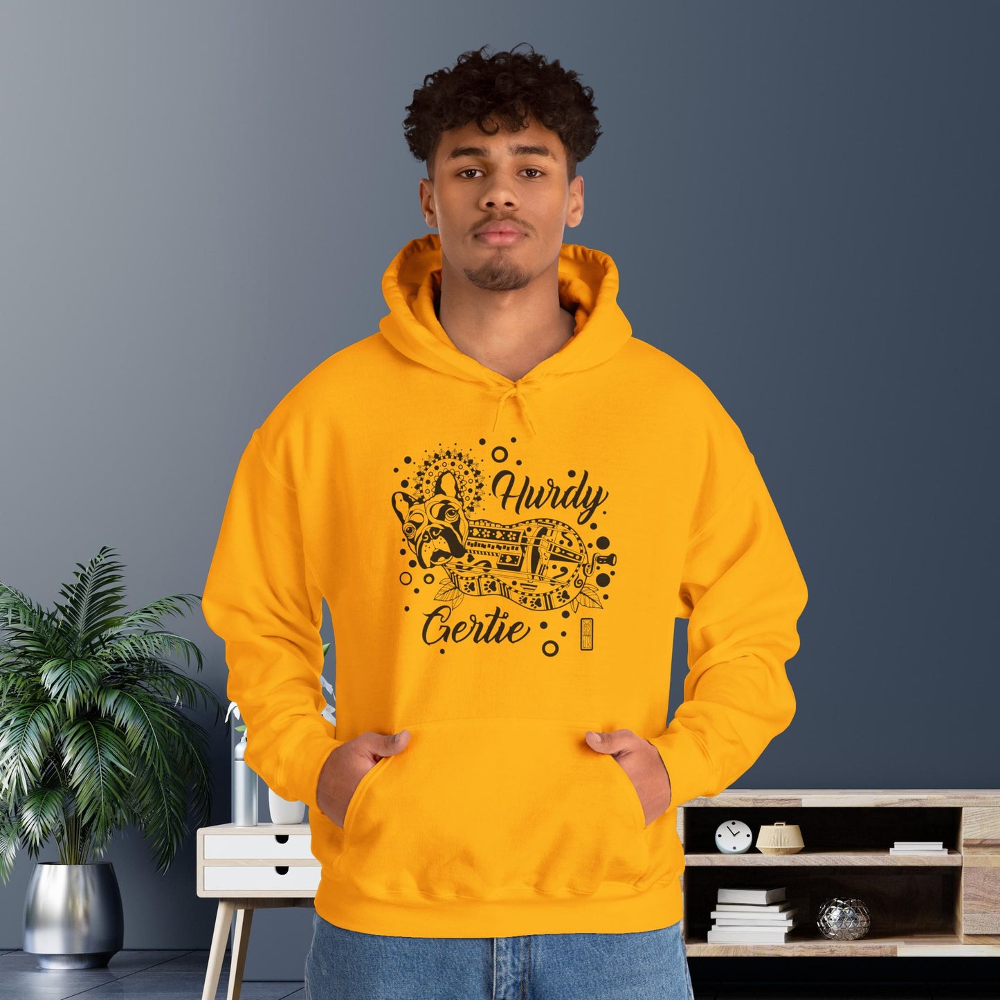 Hurdy Gertie Hooded Sweatshirt, Frenchton Dog Line Art Hoodie