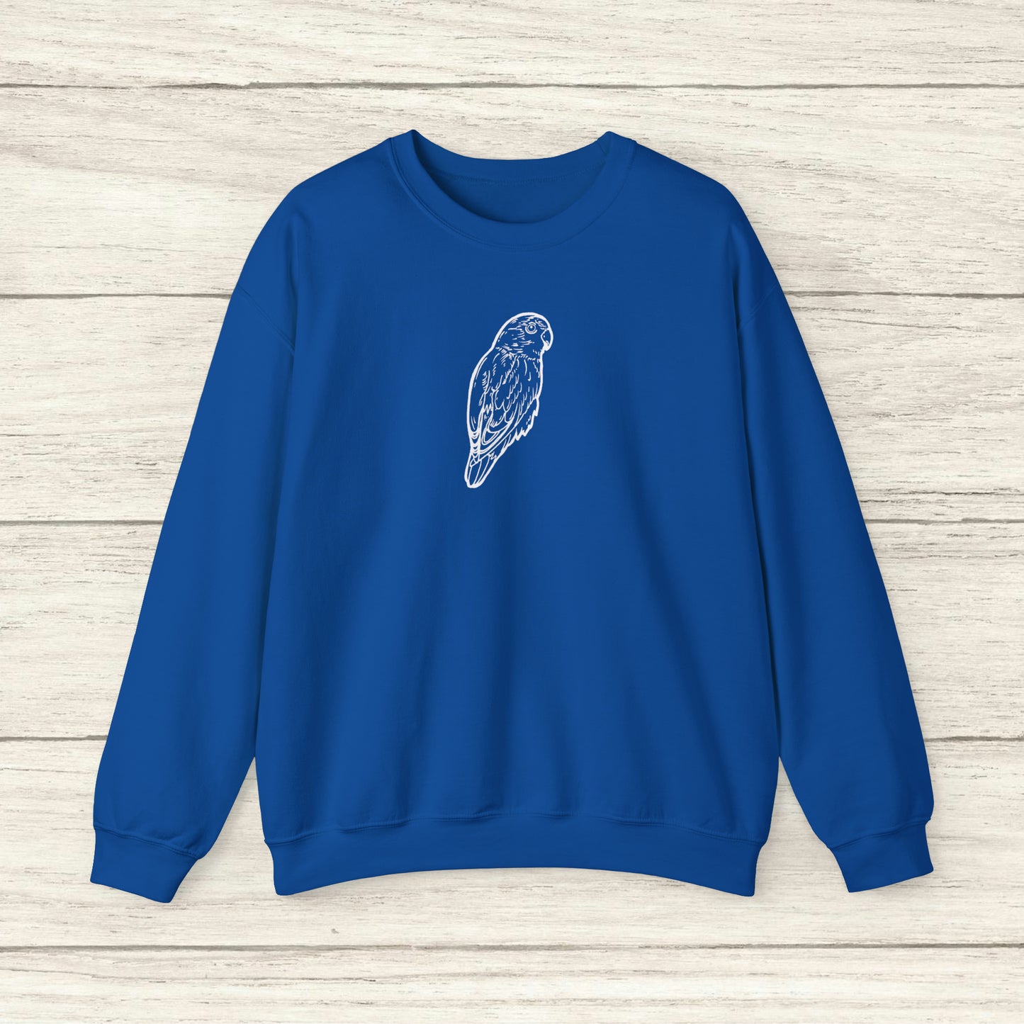 Cuddly Lovebird, sudadera con cuello redondo y arte lineal