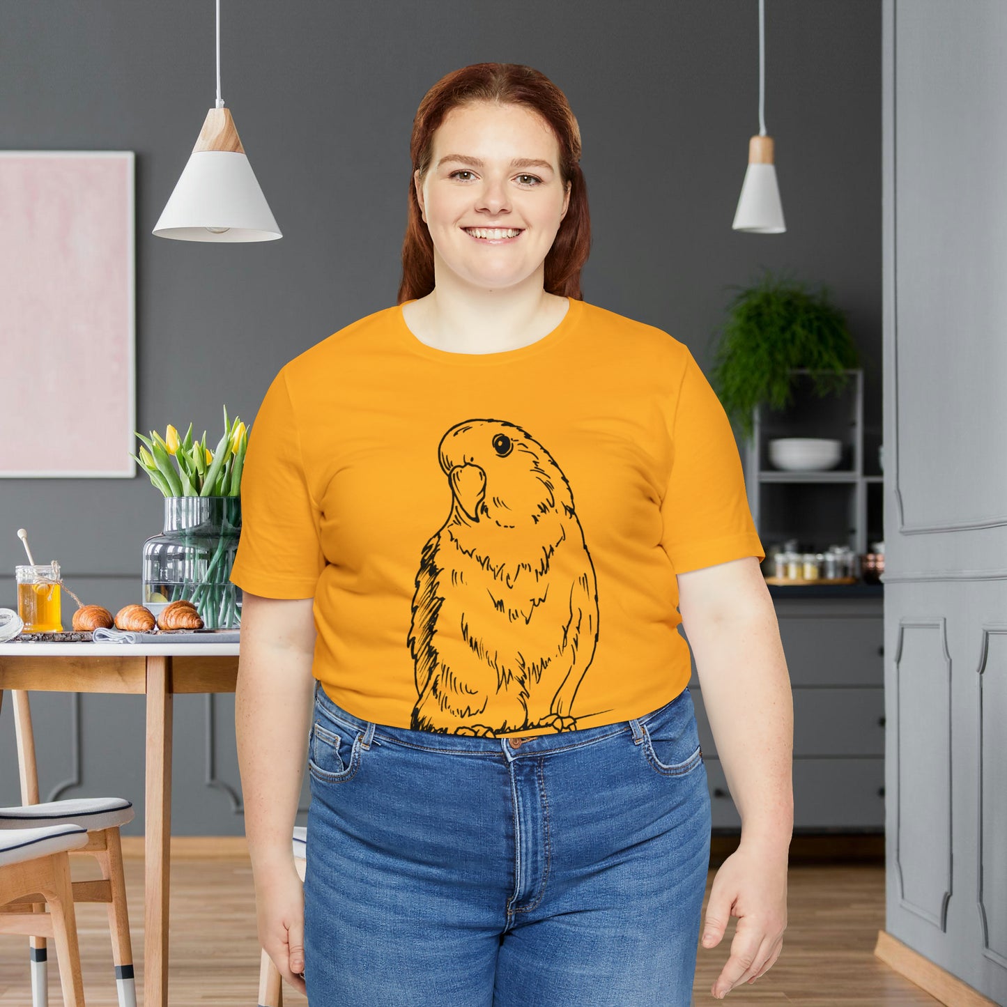Floofball Lovebird, Line Art Tee