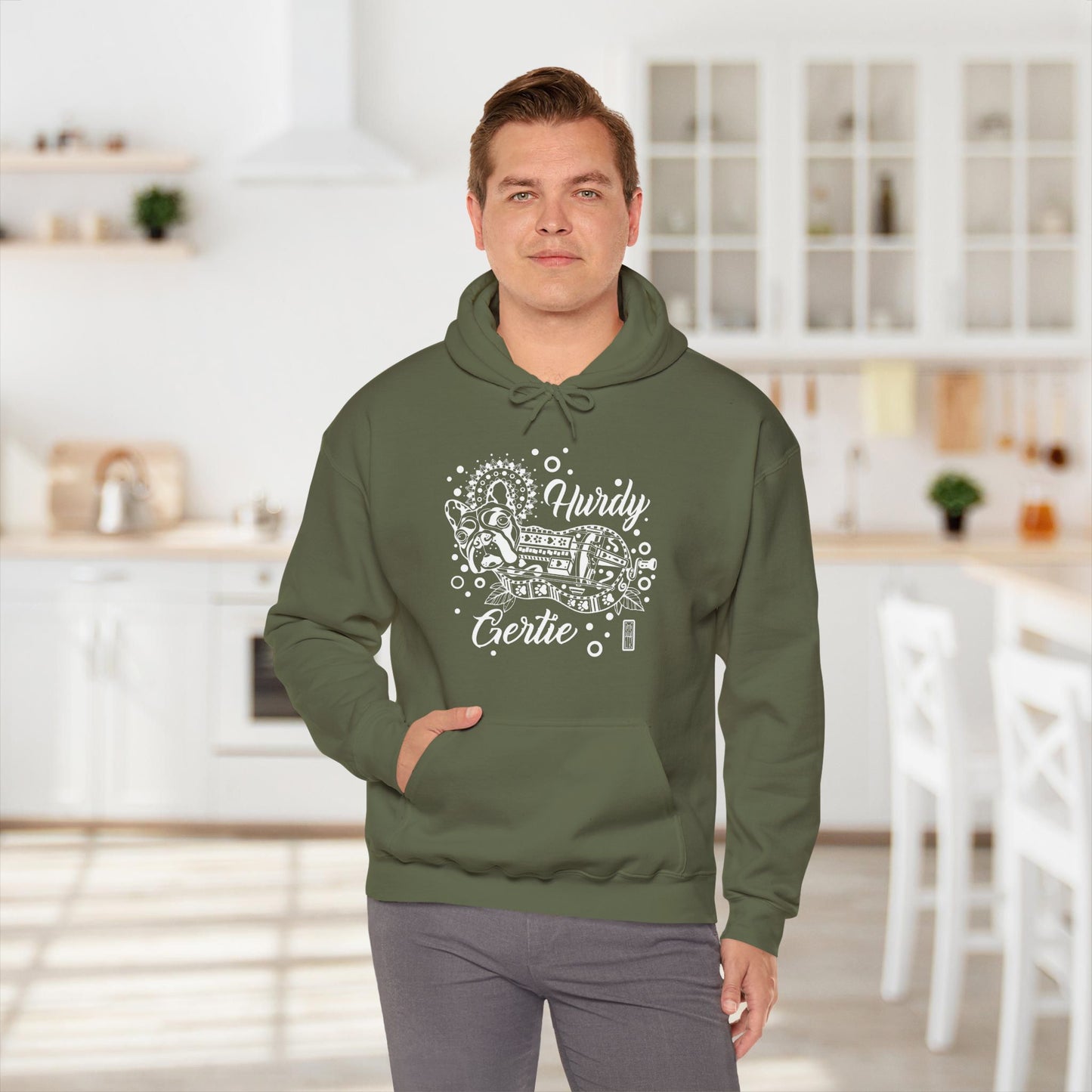 Hurdy Gertie Hooded Sweatshirt, Frenchton Dog Line Art Hoodie