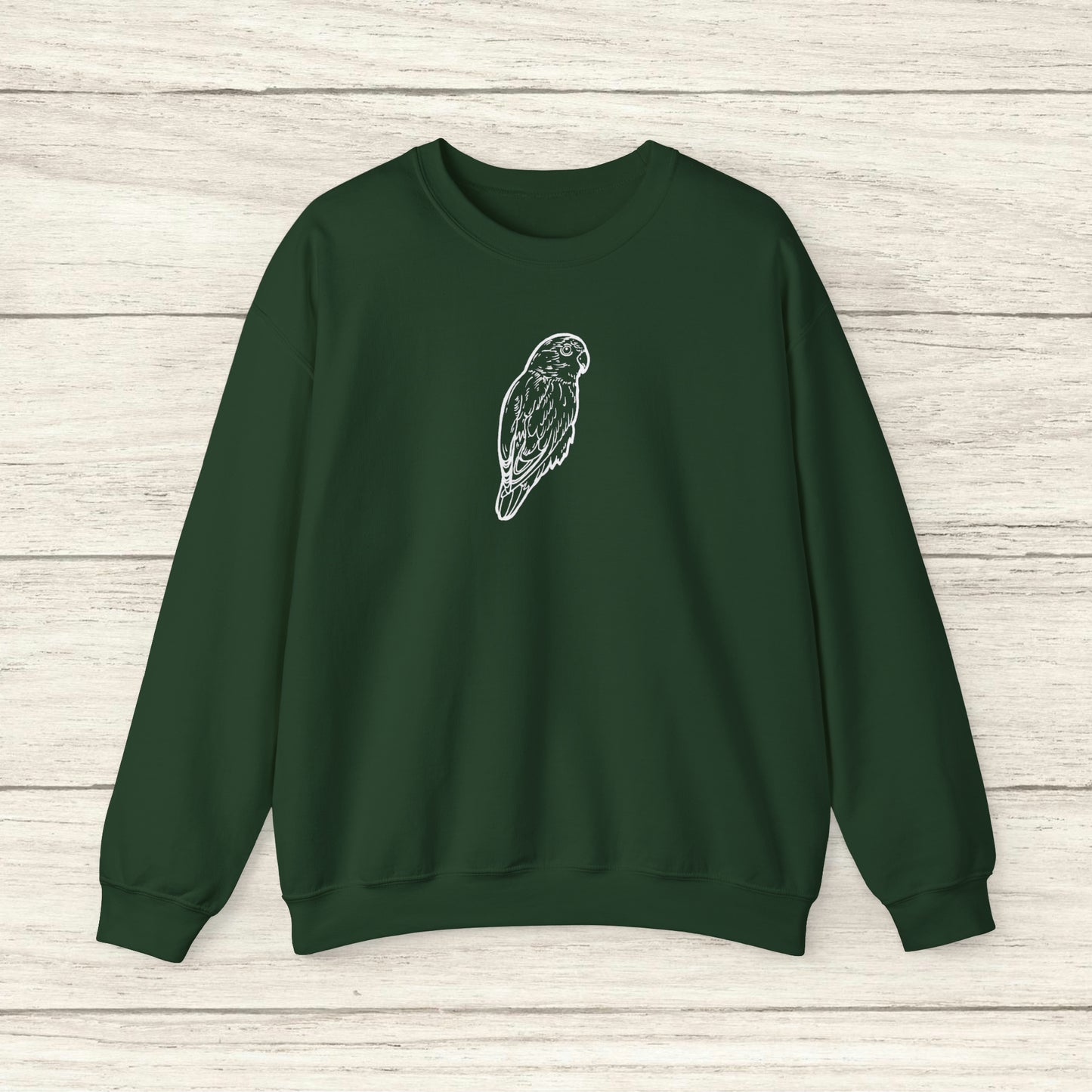 Cuddly Lovebird, sudadera con cuello redondo y arte lineal