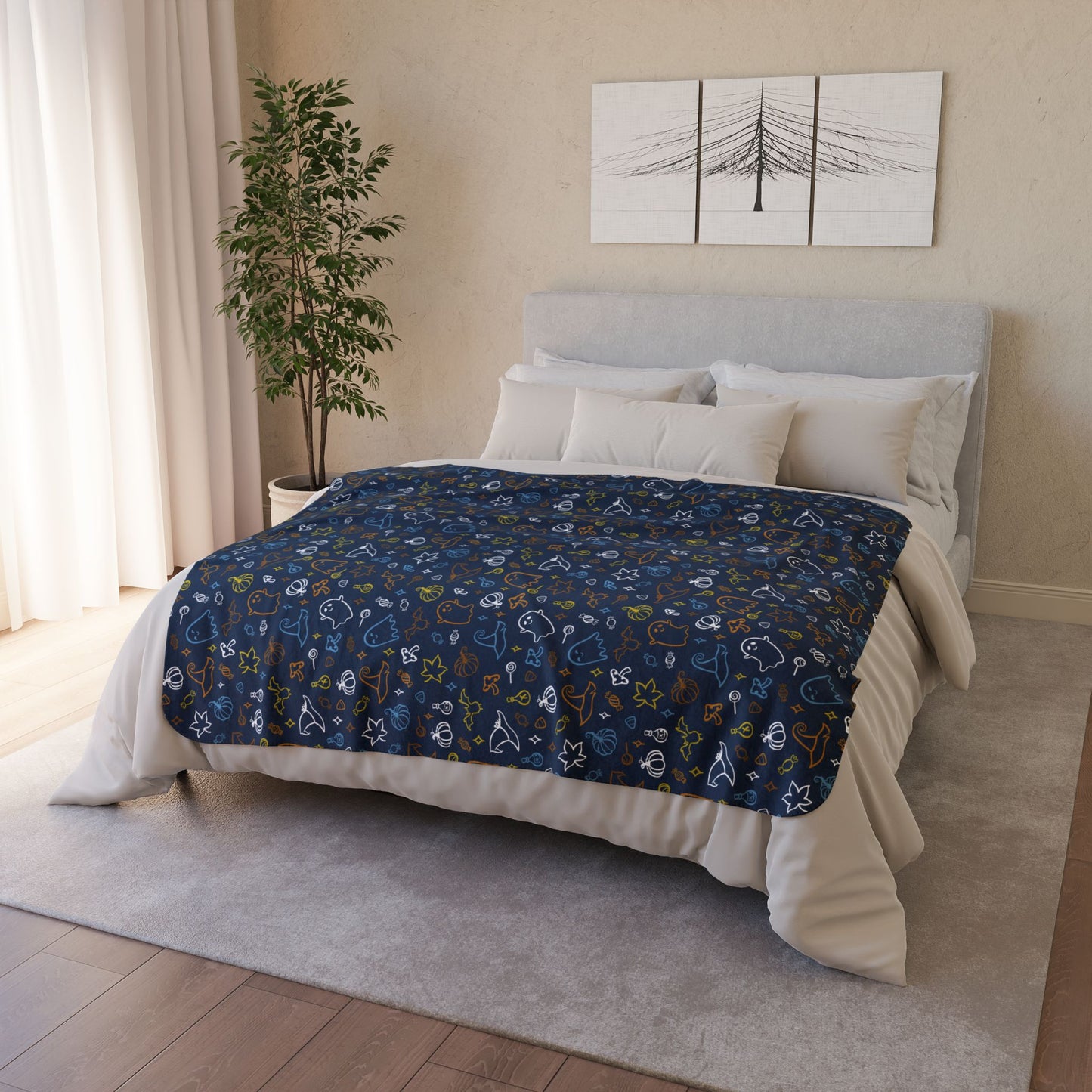 Aroace Halloween Fleece Sherpa Blanket