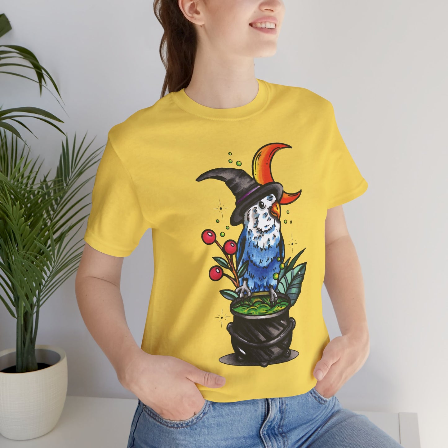 Lovebird Witch, Hand-Drawn & Hand-Colored Tee