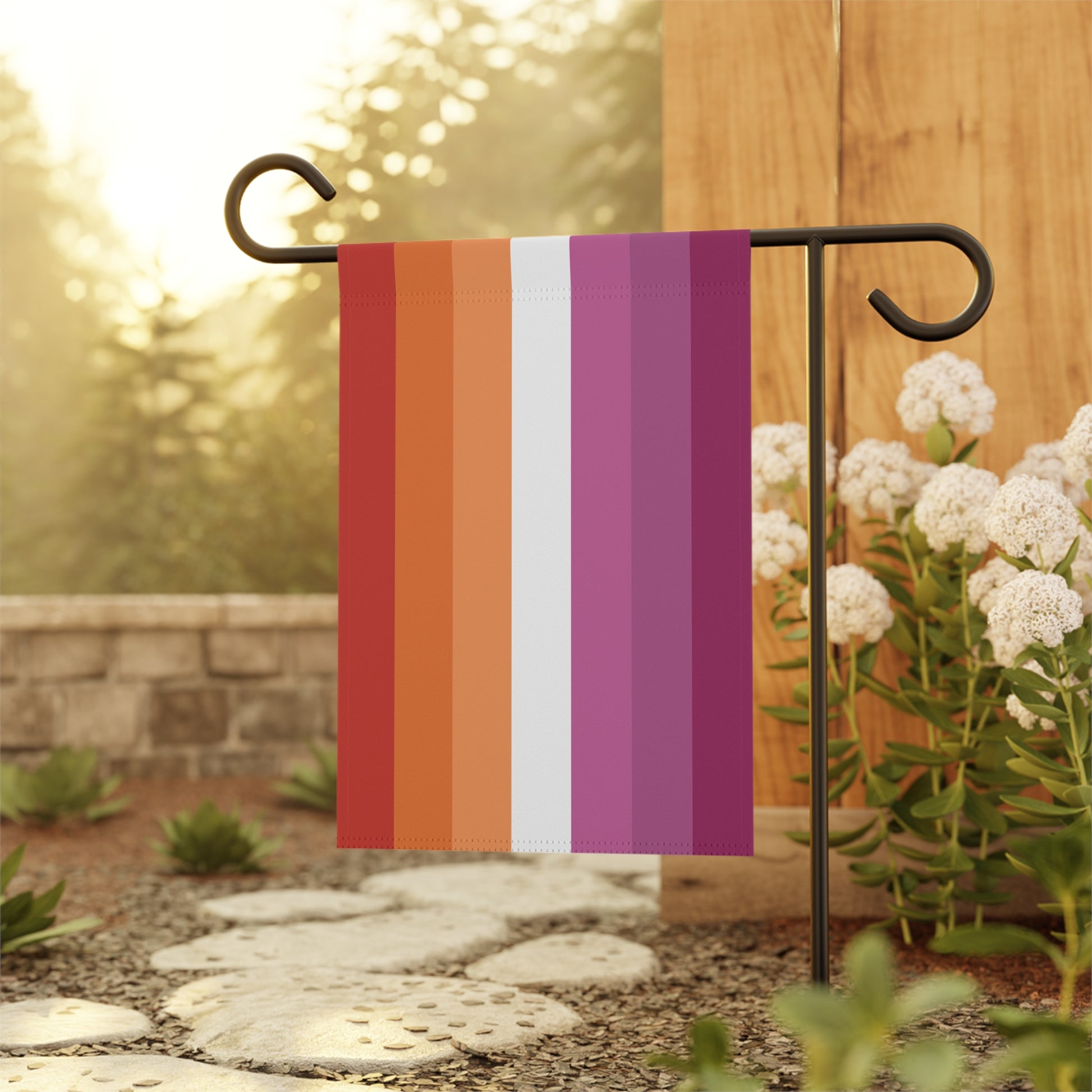 Lesbian Pride 7-Stripe Sunset Garden Banner