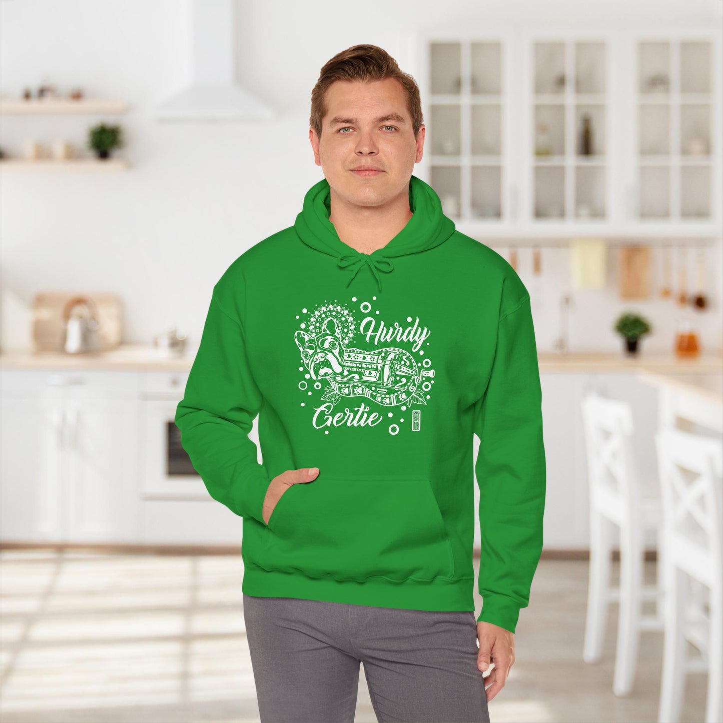 Hurdy Gertie Hooded Sweatshirt, Frenchton Dog Line Art Hoodie