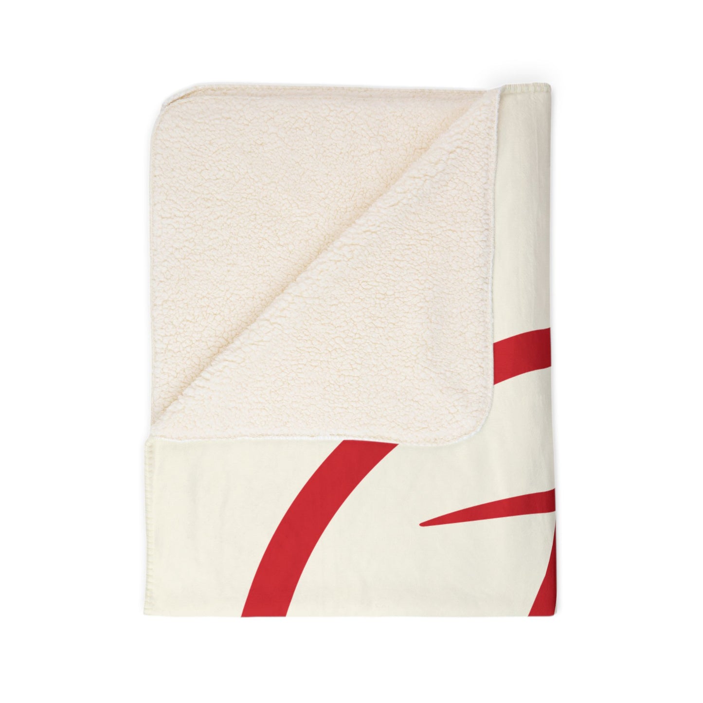 Rambler Red Logo Cream Fleece Sherpa Blanket