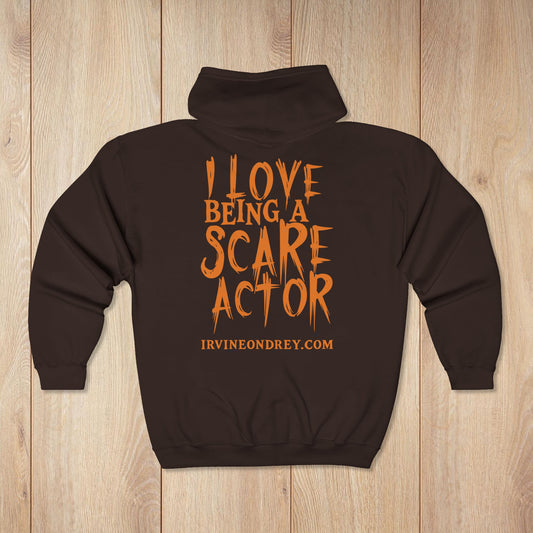 Dark Chocolate I Love Being a Scare Actor Personalized Zip Hoodie • Irvine Ondrey Engineering