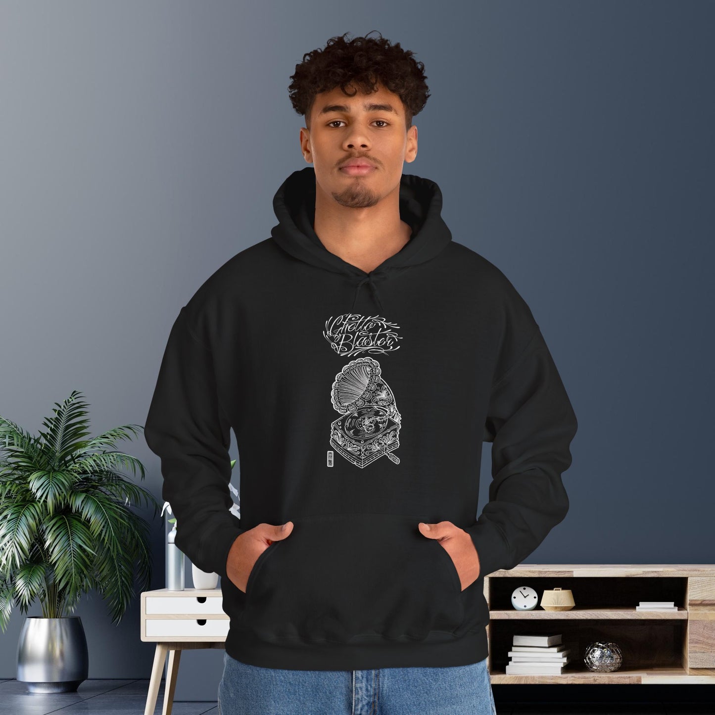 Ghetto Blaster, sudadera con capucha de arte lineal