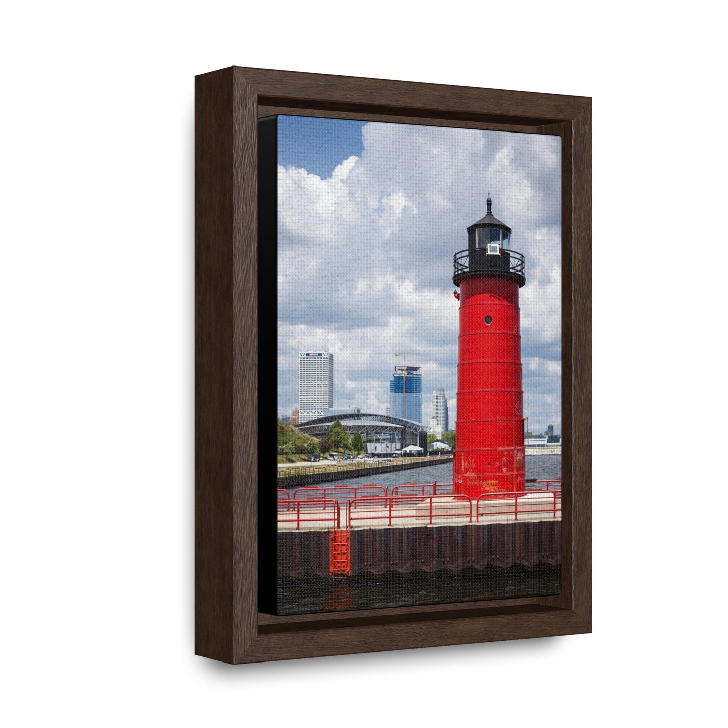 Phare et horizon de Milwaukee Wisconsin ; Milwaukee Pierhead Light, Photographie Encadrée Toile Wrap Wall Art