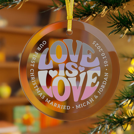 Custom Glass Love is Love Cupiosexual Pride 3.5" Circle Ornaments
