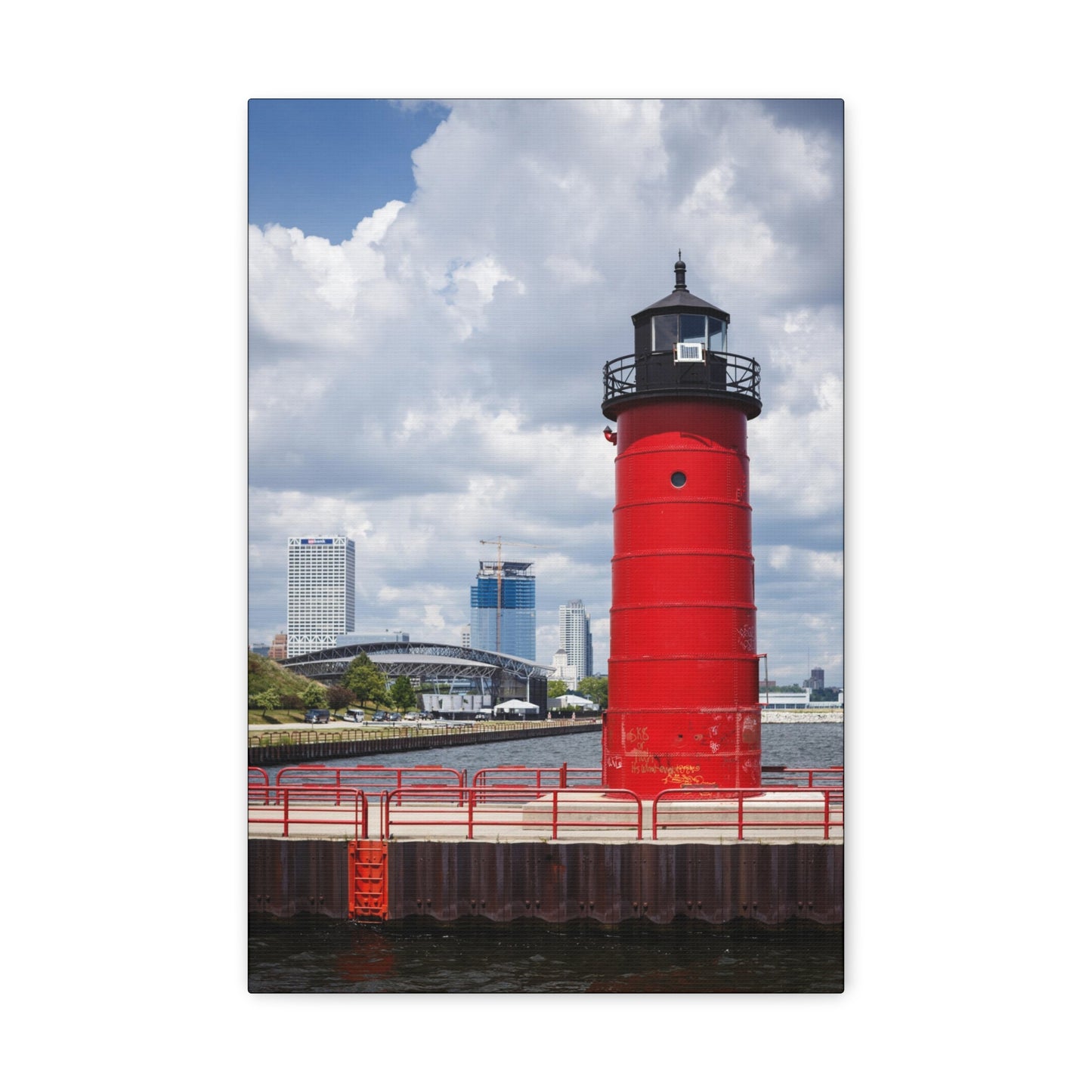 Phare et horizon de Milwaukee Wisconsin ; Milwaukee Pierhead Light, Photographie Toile Wrap Wall Art