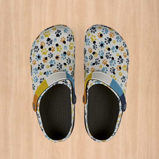 Black Aromantic Asexual Pride Paw Print Clogs