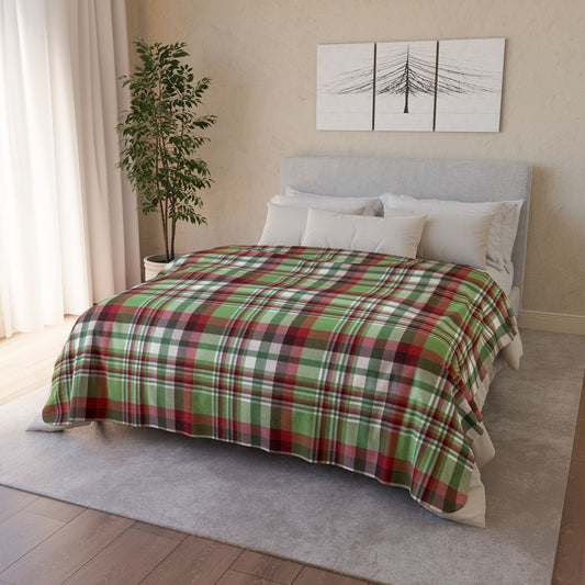 Christmas Classic Red & Green Plaid Fleece Sherpa Blanket