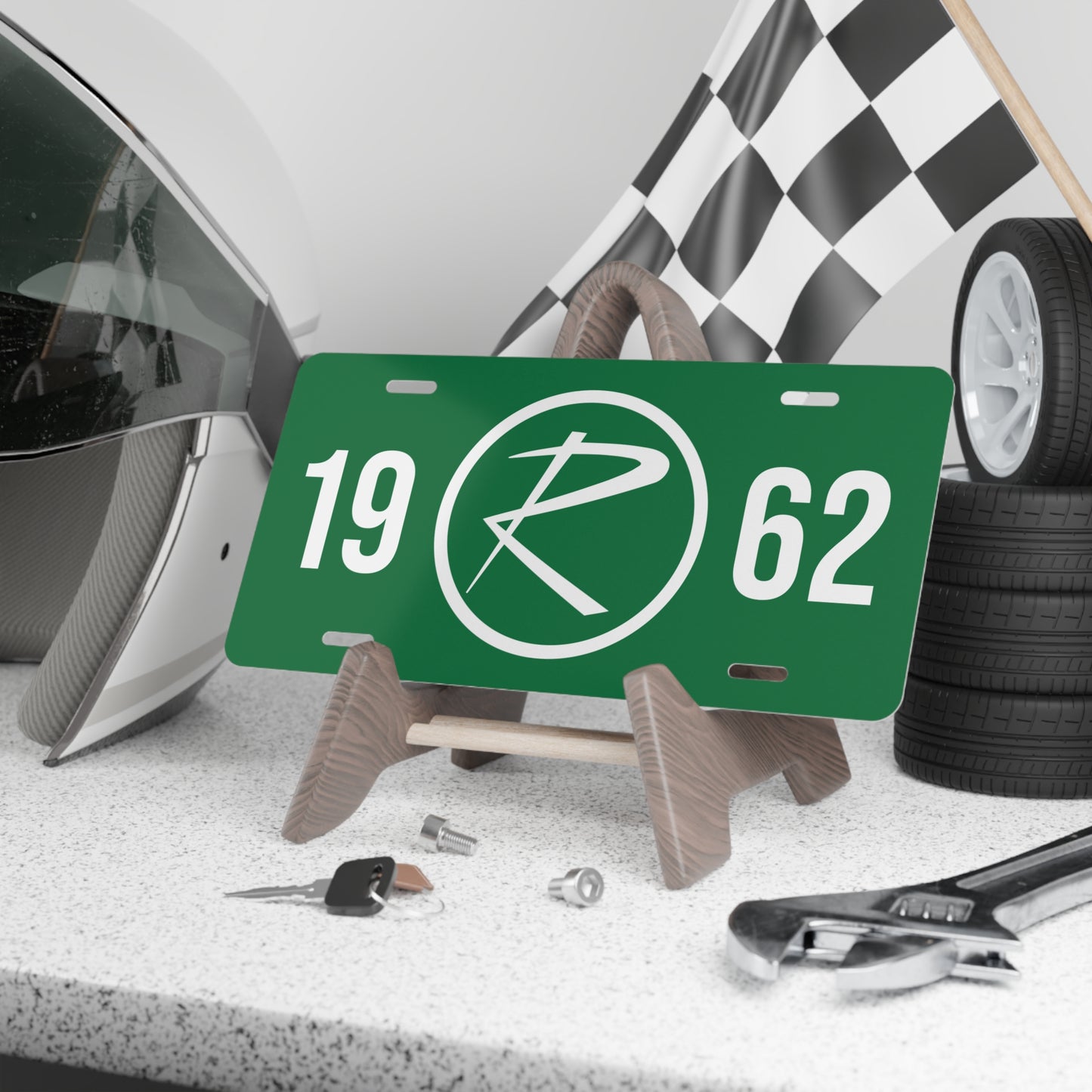 Rambler Logo White Year Green Custom Vanity Plates